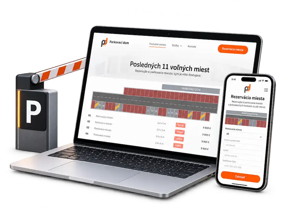 Z one-page webu na predaj parkovacích miest